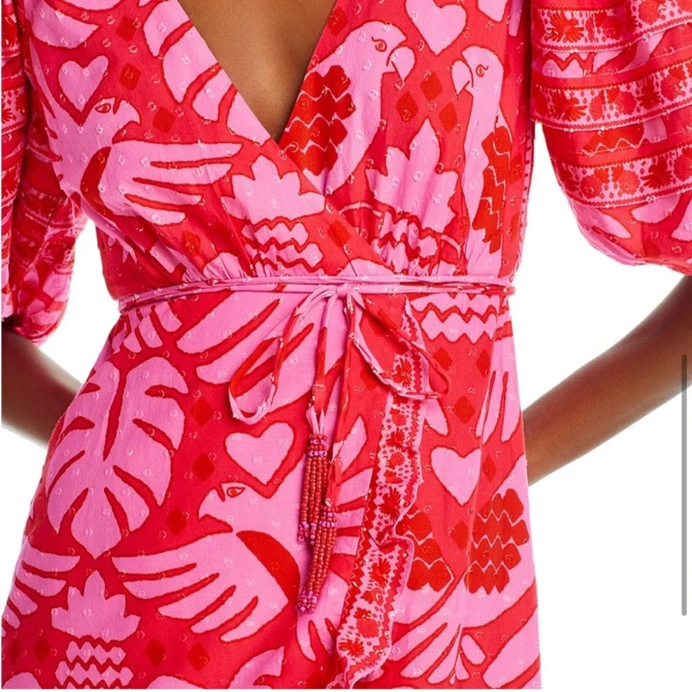 Farm Rio NWOT Jungle Tiered Midi Wrap Dress Size XS - Picture 5 of 8